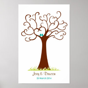 Fingerabdruck Tree Wedding - Heartastic (weiß) Poster