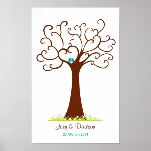 Fingerabdruck Tree Wedding - Heartastic (weiß) Poster (Vorne)