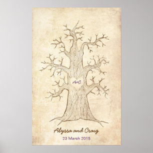 Fingerabdruck Tree Wedding Lila (Vintag) Poster
