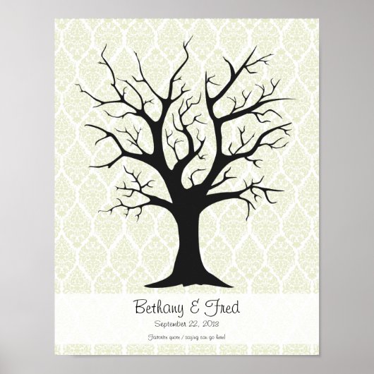 Fingerabdruckbaum C mit Damask Green - 11"x14" Poster (Vorne)