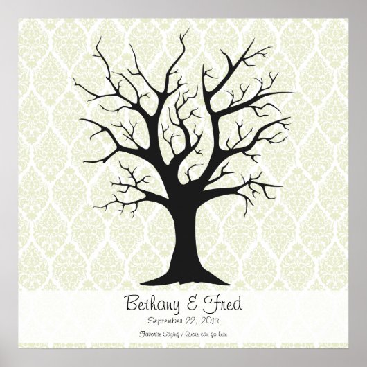Fingerabdruckbaum C mit Damask Green - 24"x24" Poster (Vorne)