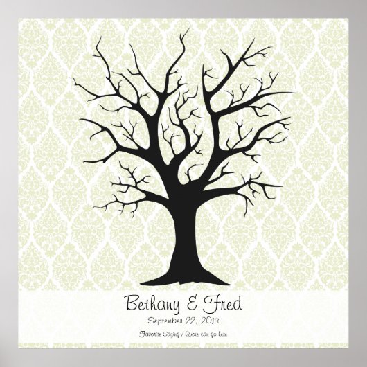 Fingerabdruckbaum C mit Damask Green - 40"x40" Poster (Vorne)