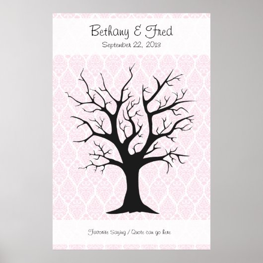 Fingerabdruckbaum C mit Damaske Pink1 - 32"x48" Poster (Vorne)