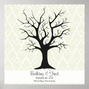 Fingerabdruckbaum C mit Damastgrün - 60x60cm Poster
