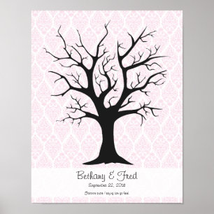 Fingerabdruckbaum C mit Damastrosa1 - 11"x14" Poster