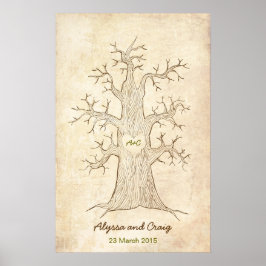 Fingerabdruckbaum Hochzeitgrün (Vintag) Poster
