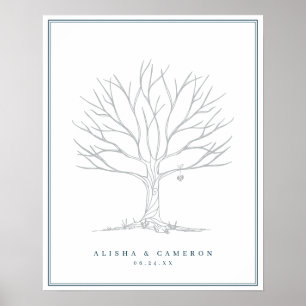 Fingerabdruckbaum & Monogramm Hochzeitsgästebuch Poster