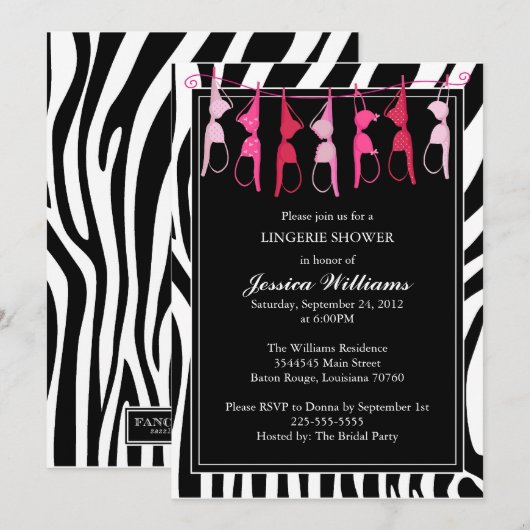 Fingerabdruckdusche| Zebra Einladung (Vorne/Hinten)