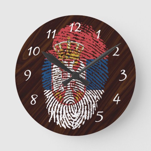 Fingerabdruckflagge der serbischen Touch Runde Wanduhr (Vorderseite)