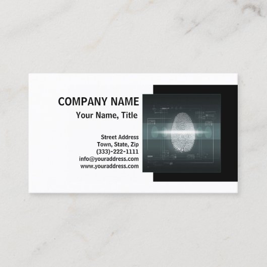 Fingerabdruckkarte des Privatdetektors Visitenkarte (Vorderseite)