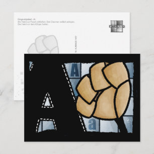 Fingeralphabet A Postkarte