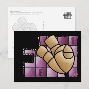 Fingeralphabet F Postkarte
