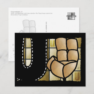 Fingeralphabet U Postkarte