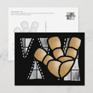 Fingeralphabet W Postkarte