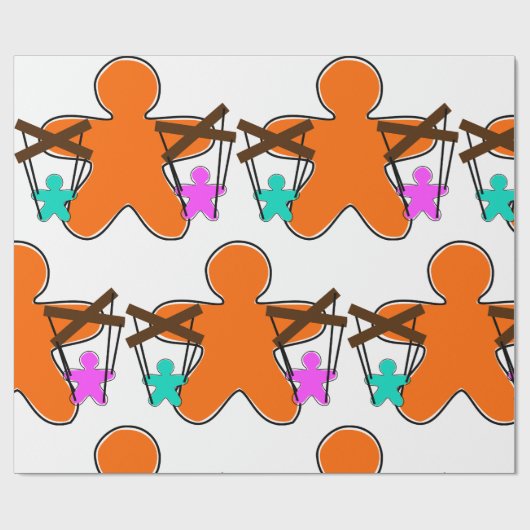 Fingerbread Puppet Master Controlling Charaktere Geschenkpapier (Flach)