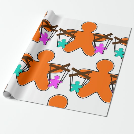 Fingerbread Puppet Master Controlling Charaktere Geschenkpapier (Ungerollt)