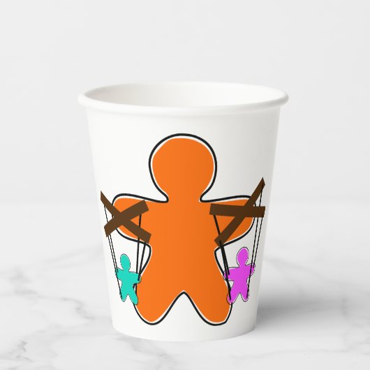 Fingerbread Puppet Master Controlling Charaktere Pappbecher (Vorderseite)