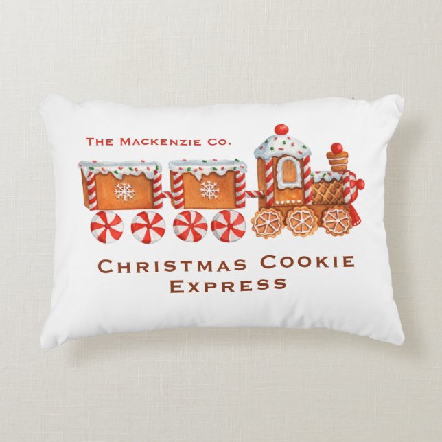 Fingerbread-Zug Anpassbare Weihnachtszeit Dekokissen (Vorderseite)