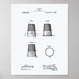 Fingerhut 1921 Patent Kunst Weißes Papier Poster