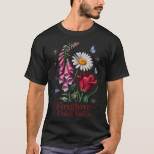 Fingerhut Gänseblümchen Tulpen Gartenblüten Kunst T-Shirt