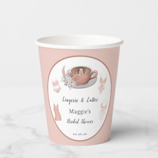 Fingerie und Lattes-Brautparty Pappbecher (Rückseite)