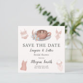 Fingerie und Lattes-Brautparty Save The Date (Stehend Vorderseite)