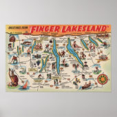 Fingerlakes, New York - Detaillierte Karte Poster (Vorne)