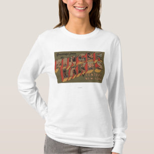 Fingerlakes, New York - große Buchstabe-Szenen T-Shirt