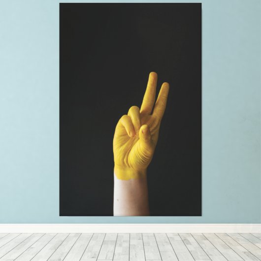 Fingermalerei Premium Wrapped Canvas (Glanz) Leinwanddruck (Insitu (Holzboden))