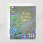 Fingerprint Abstrakt Happy Bday! Postkarte (Vorne/Hinten)