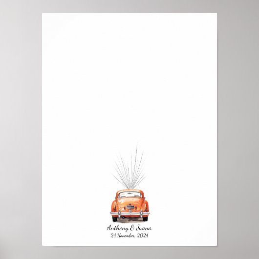 Fingerprint Art Wedding Guest Book mit Auto Poster (Vorne)