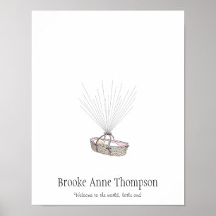 Fingerprint-Ballon-Gästebuch für Babys - Rosa Poster