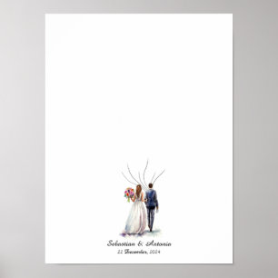 Fingerprint Balloon Wedding Guest Book Poster
