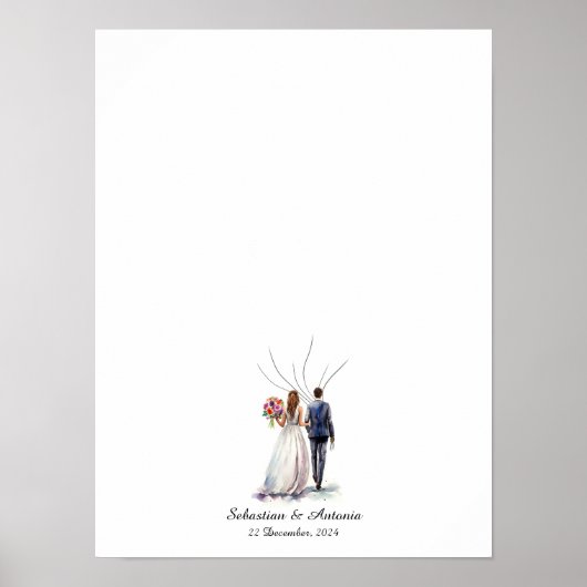 Fingerprint Balloon Wedding Guest Book Poster (Vorne)