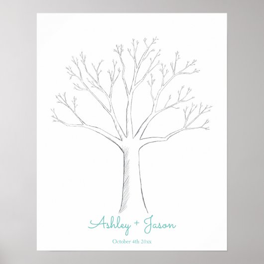 Fingerprint Baum Hochzeitsgarantie Alternative Poster (Vorne)