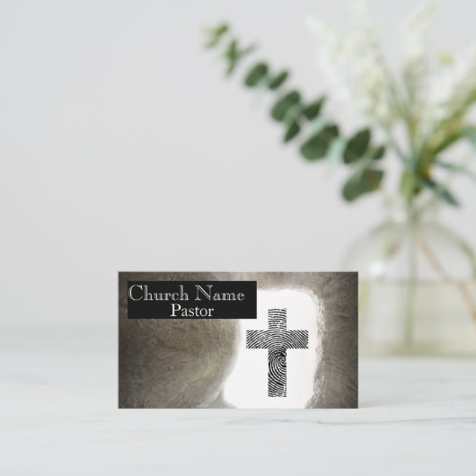 Fingerprint Cross leere Grabkirchenpfarrer Visitenkarte (Stehend Vorderseite)