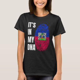 Fingerprint DNA Biometrie Haitianische Flagge Hait T-Shirt