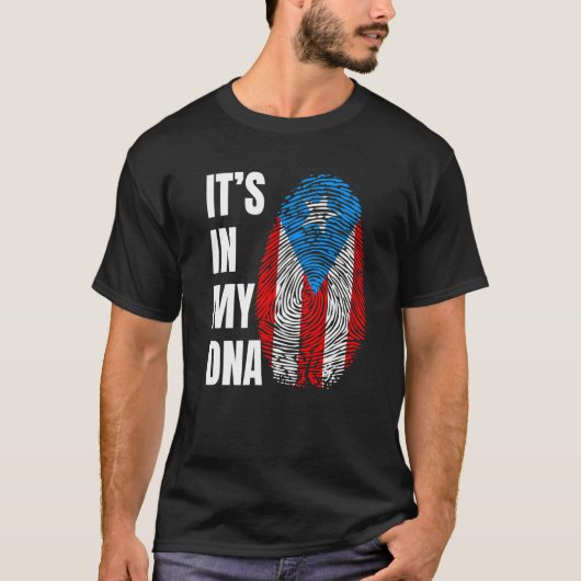 Fingerprint DNA Biometry Boricua Flag Puerto Rico T-Shirt (Vorderseite)