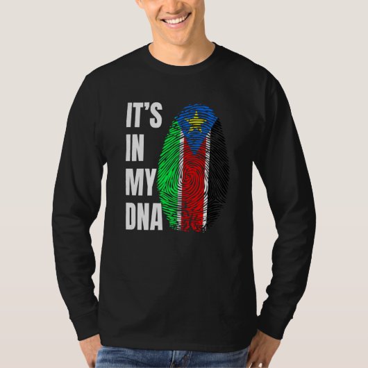 Fingerprint DNA Biometry Flag South Sudan   T-Shirt (Vorderseite)