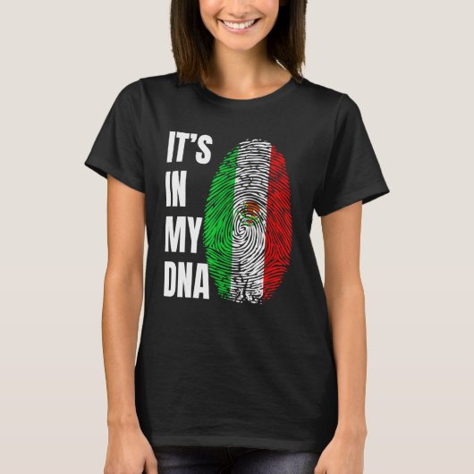 Fingerprint DNA Biometry Mexican Flag Mexico T-Shirt (Vorderseite)