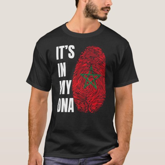 Fingerprint DNA Biometry Moroccan Flag Morocco T-Shirt (Vorderseite)