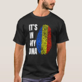 Fingerprint DNA Biometry Romanian Flag Romania   T-Shirt (Vorderseite)