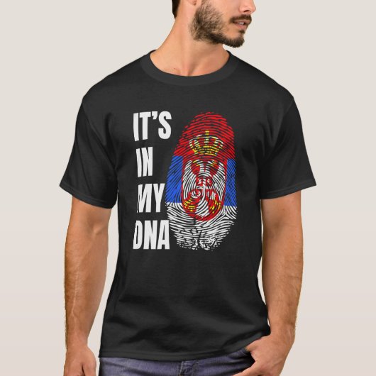 Fingerprint DNA Biometry Serbian Flag   T-Shirt (Vorderseite)
