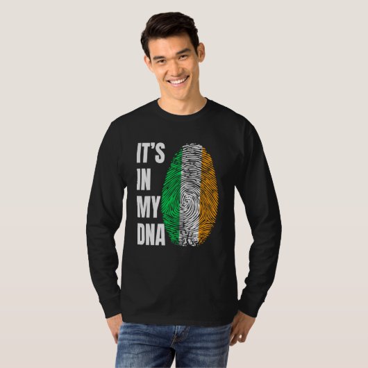 Fingerprint DNA St Patrick's Day Irish Flag Irelan T-Shirt (Vorne ganz)
