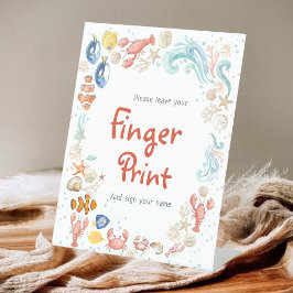 Fingerprint Guest Book Coastal Ocean Bridal Shower Sockelschild