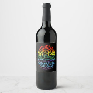 Fingerprint LGBTQ Proud Gay Lesbian Rainbow Pride Weinetikett
