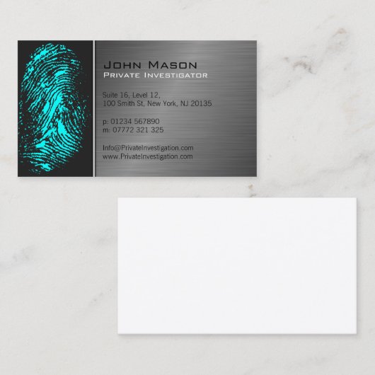 Fingerprint Private Investigator Business Card Visitenkarte (Vorne/Hinten)
