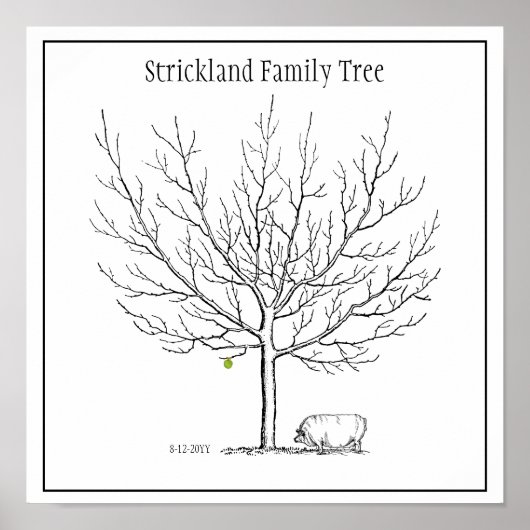 Fingerprint Rustic Hog Family Tree Poster (Vorne)