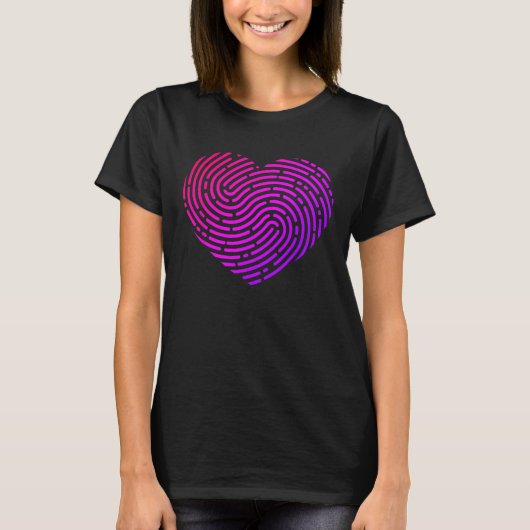 Fingerprint Shape Heart Forensic Science Tshirt Va (Vorderseite)
