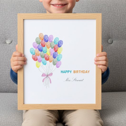 Fingerprint teacher appreaciation Birthday Poster